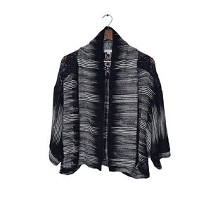 Alberto Makali Black & White Textured Statement Cardigan Sz M